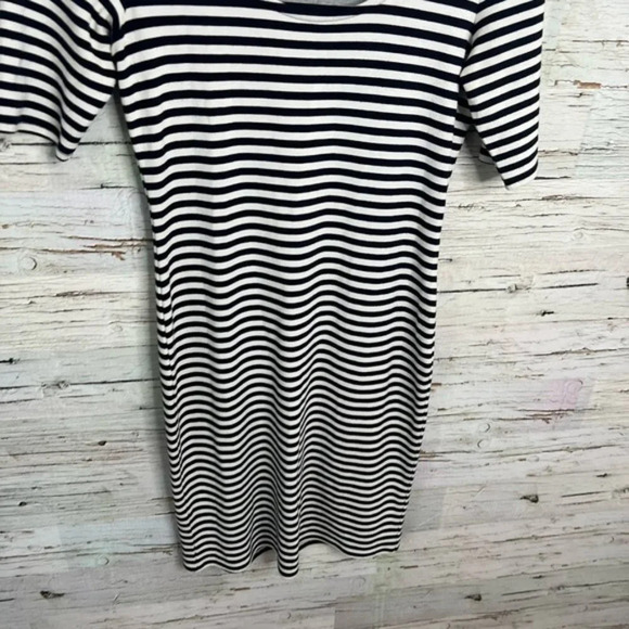 Ann Taylor black striped dress size small midi - Picture 2 of 9